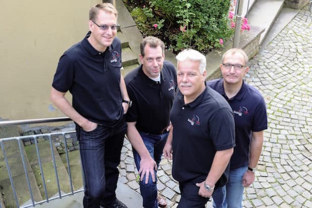 Die Geschäftsführer der S&F Personal Dienstleisungen von links nach rechts: Dominik Bangert, Tobias Wiesener, Karl Schindhelm und Raimund Muschinski (Foto: Marko Morelli) 