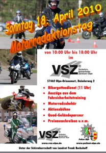 Verkehrssicherheitszentrum Olpe: Motorradaktionstag im April