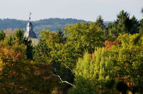 Blick auf den Turm des Schlosses Homburg