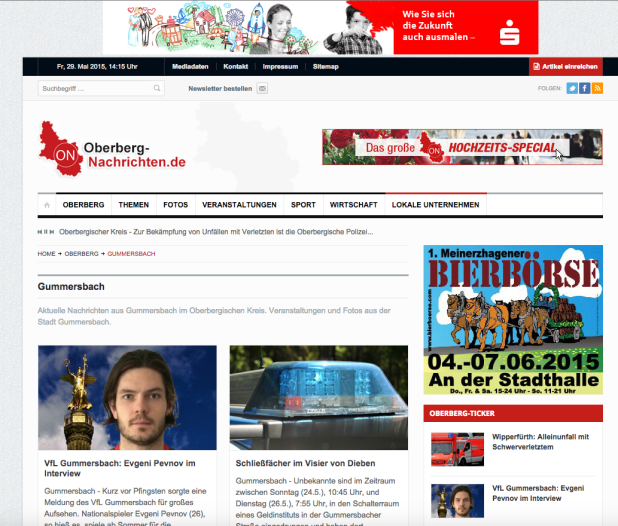 Aktuelle Internetkampagne der Sparkasse Gummersbach-Bergneustadt auf Oberberg-Nachrichten.de
