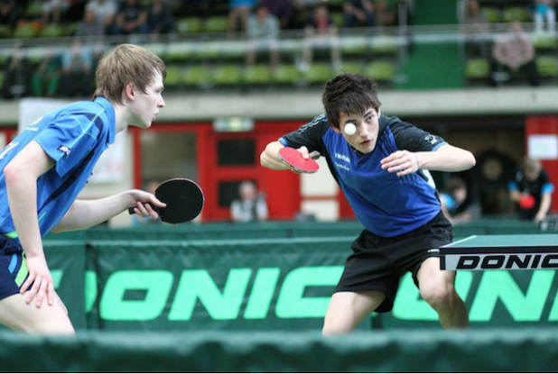 Kennen und verstehen sich gut: Schreiner und Duda - hier im Doppel (U18, Deutscher Meister 2012) (Foto: TTC Schwalbe Bergneustadt)