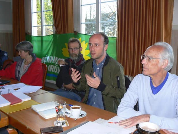 v.l.n.r.: Shirley Finster, Konrad Gerards, Sven Lehmann, Horst Köhlert (Quelle: Bündnis 90/ Die Grünen Kreisverband Oberberg)