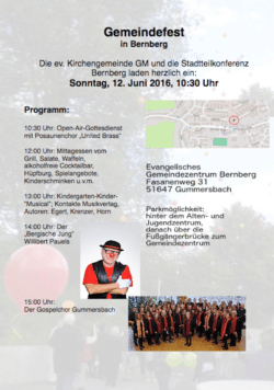 Programm Gemeindefest Bernberg (Quelle: Ev. Kirchenkreis An der Agger)
