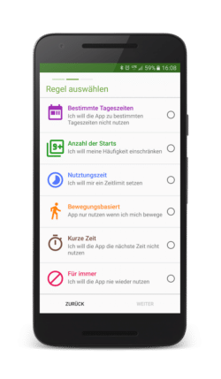 Hier zeigt die App, welche Regeln man als User aufstellen kann. (Quelle: Technische Hochschule Köln Campus Gummersbach)