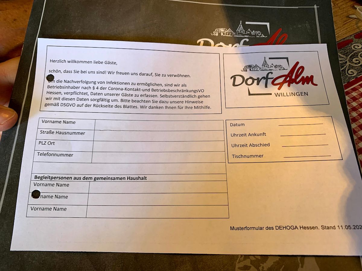 DSGVO konforme Adresserfassung Dorf Alm Willingen