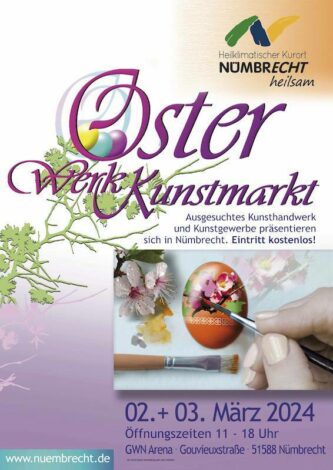 Auf dem Oster-Werkkunstmarkt in Nümbrecht werden auch dieses Jahr wieder handgefertigte Dekorationen für Tisch und Türen zum Verkauf angeboten. 