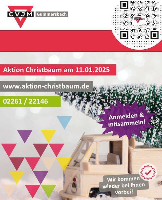 Auch in diesem Jahr lädt der CVJM Gummersbach zur beliebten „Aktion Christbaum“ ein.