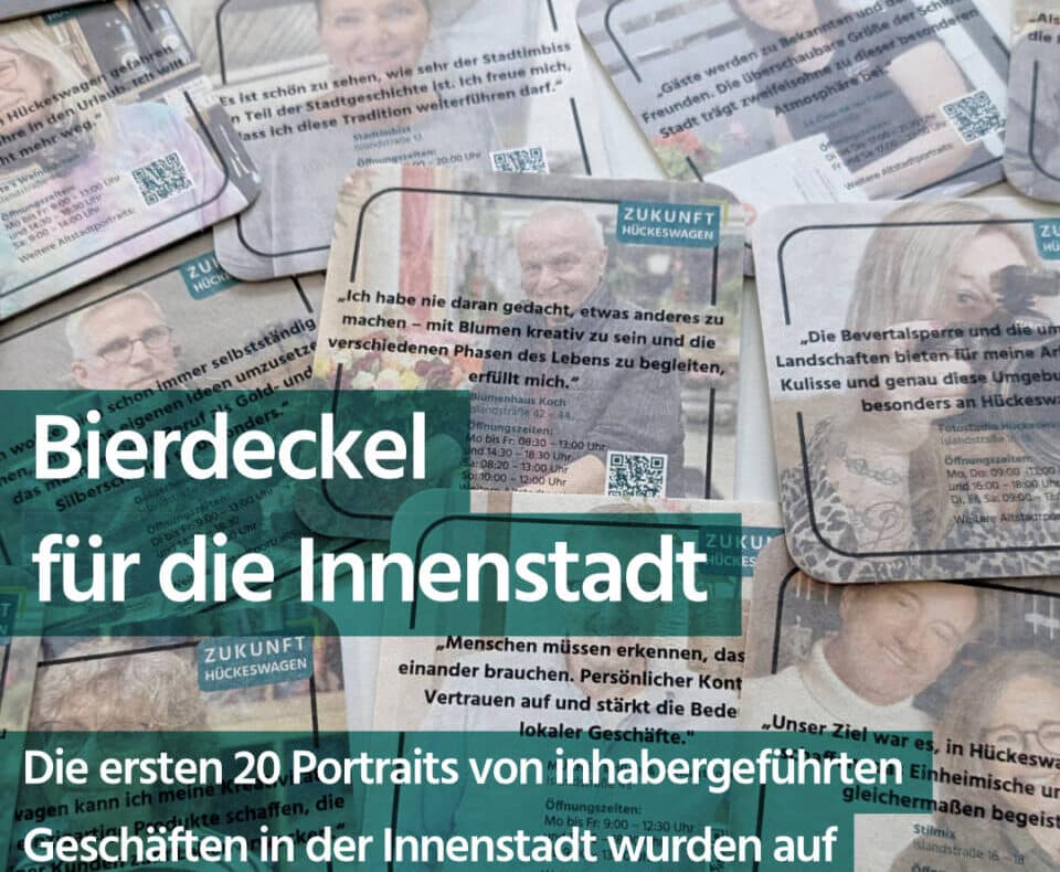 Bierdeckel für Hückeswagen mit bekannten Gesichtern.
