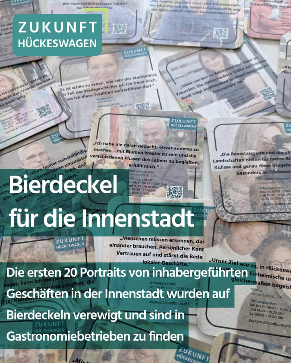 Bierdeckel für Hückeswagen mit bekannten Gesichtern.
