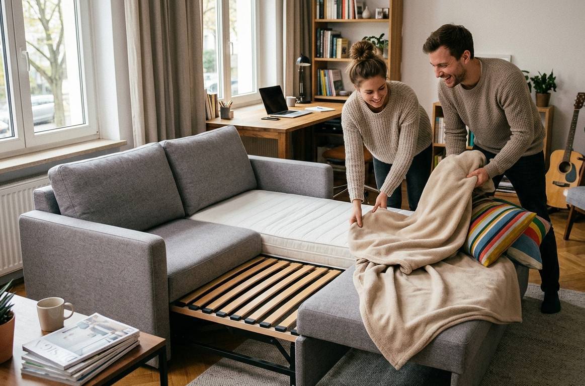 Schlafsofa mit Matratze.